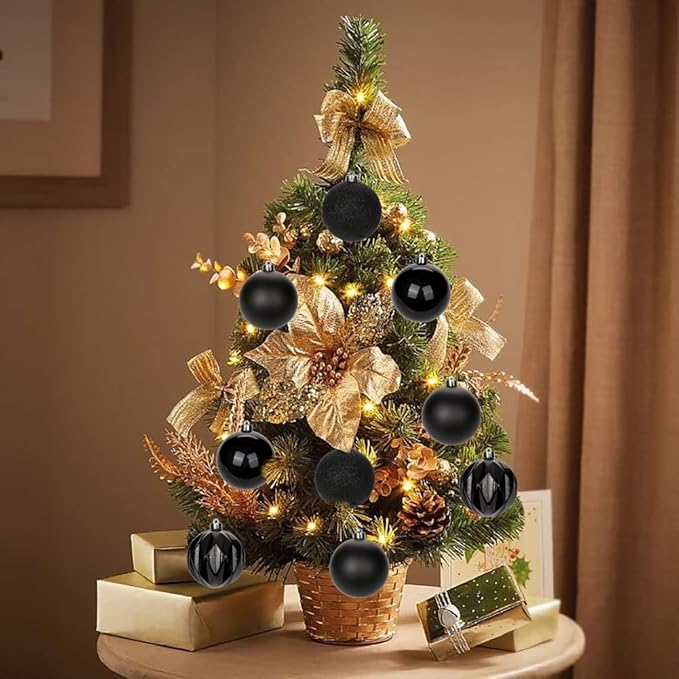 12PCS 3.15" Christmas Ball Ornaments Shatterproof Black Christmas Tree Decorations Xmas Tree Balls Halloween Ornaments Décor