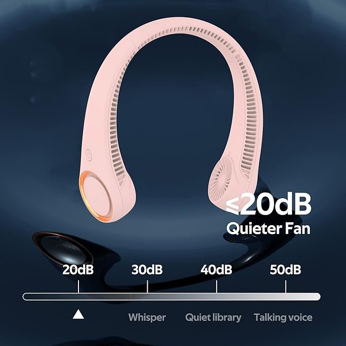Portable Neck Fan, Hands Free Bladeless Fan, 360° Cooling Personal Fan,Wearable Quiet Fan for Outdoor Indoor, Birthday Gifts for Men Women Mom Dad, 4000mAh Battery USB Rechargeable, 3-Speeds (Pink)