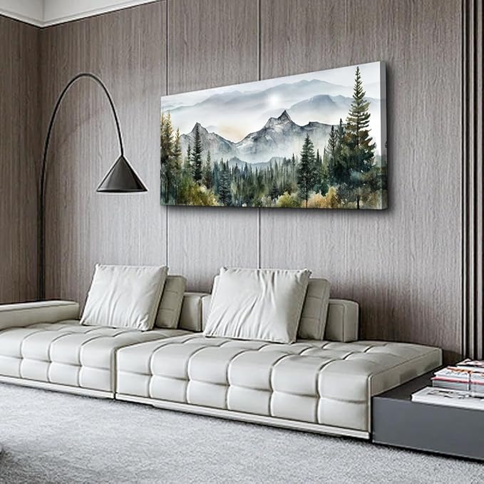 Wapluam Large Canvas Wall Decor For Living Room Bedroom - Modern Office Wall Art - Stretched And Framed Abstract Mountain Landscape Wall Painting Pictures Ready To Hang Home ArtWorks