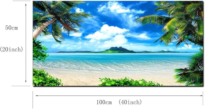 DZL Art S72750 Canvas Wall Art Ocean Waves Coconut Trees on Sands Beach Seascape Scenery Painting Nature Picture for Bedroom Home Office Wall Decor