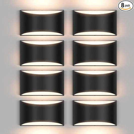 8 Pack Black Modern LED Wall Sconces, 3000K Warm White Hardwired Interior Wall Lights Up and Down Wall Mount Light for Bedroom,Living Room,Hallway(with G9 Bulbs)