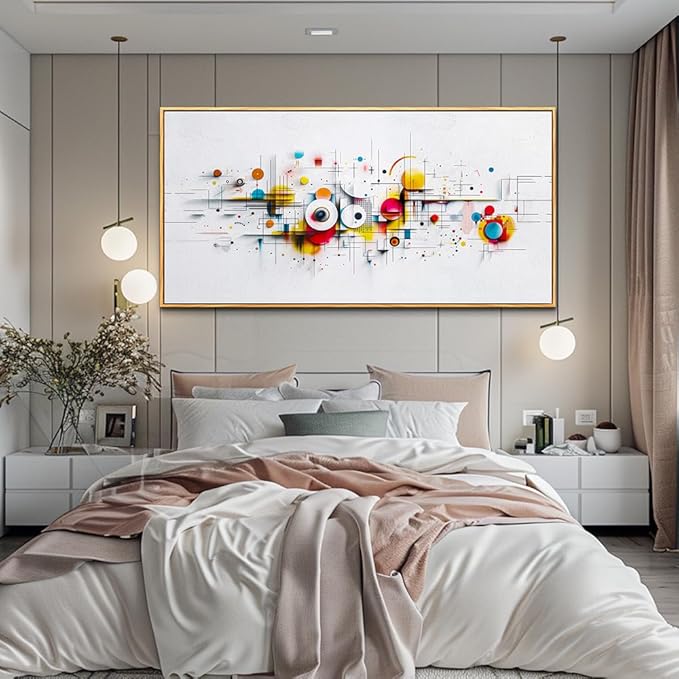 ERQINHUA Abstract Canvas Wall Decor Living Room Boho Wall Art For Bedroom Office Decorations Geometric Paintings Minimalism Wall Pictures Artwork Modern Home Decor Aesthetics Wood Framed 30x60 In