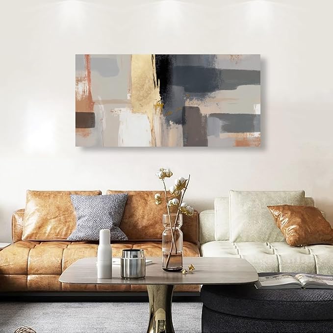 Abstract Canvas Wall Art for Living room Office Bedroom Golden Grey Wall Art Print Oil Paintings Modern Black White Marble Pictures Wall Decor Cool Artwork Waterproof Ready to Hang - 20in * 40inch