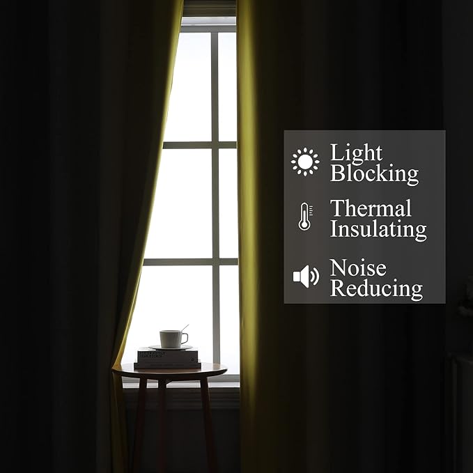 Estelar Textiler Yellow and Gray Blackout Curtains 96 Inches Long, Ombre Thermal Insulated Gradient Window Drapes for Bedroom, Full Light Blocking Curtains for Living Room,52x96 Inch, 2 Panels