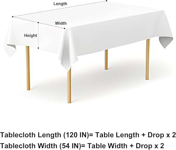 misaya Rectangle Waterproof Vinyl Table Cloth, Buffalo Flannel Backed Tablecloth, Wipeable Plastic Table Cover for Seaside, Picnic, Outdoor (54" x 120", White and Blue)