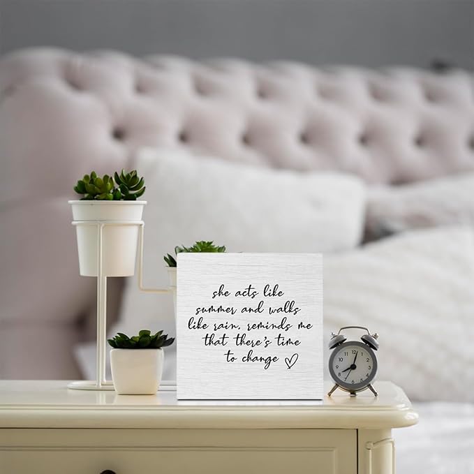 Inspirational Funny Rustic Wooden Box Sign Desk Decor Office Supplies Desk Accessories for Home Bedroom Table Shelf Farmhouse Bedroom Decorations Wood Block Plaque Box Sign