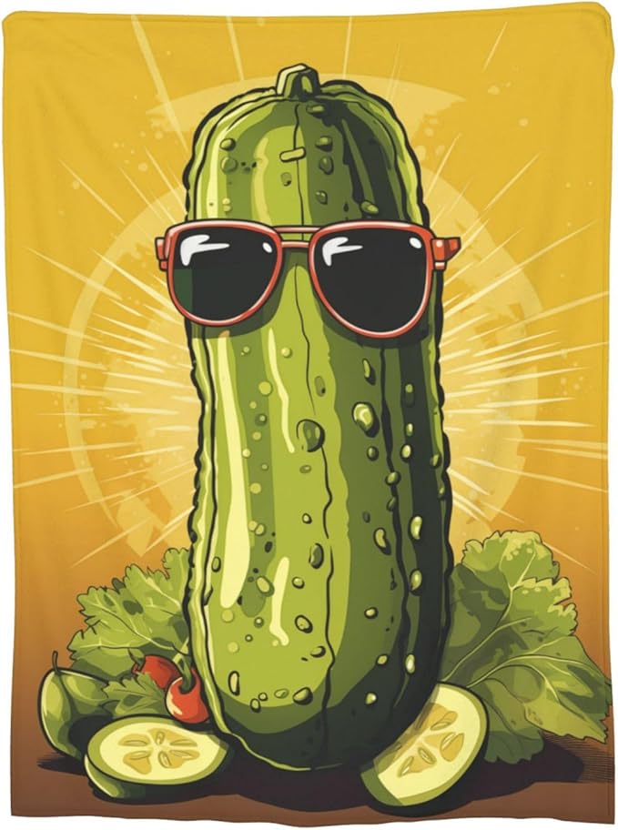 Funny Pickles Dill Blanket Gifts for Grils Women Flannel Throw Blankets for Home Couch Bed Sofa Soft Fuzzy Lightweight Decor All Season 80x60 Inches