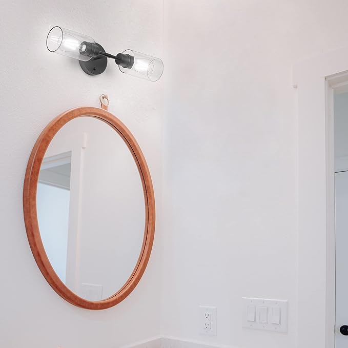 Espird Bathroom Light Fixtures 2 Light Black, Bathroom Vanity Lights Over Mirror, Bathroom Sconces Wall Lighting,Farmhouse Matte Black Bathroom Vanity Light, Modern Vanity Lights with Clear Shades