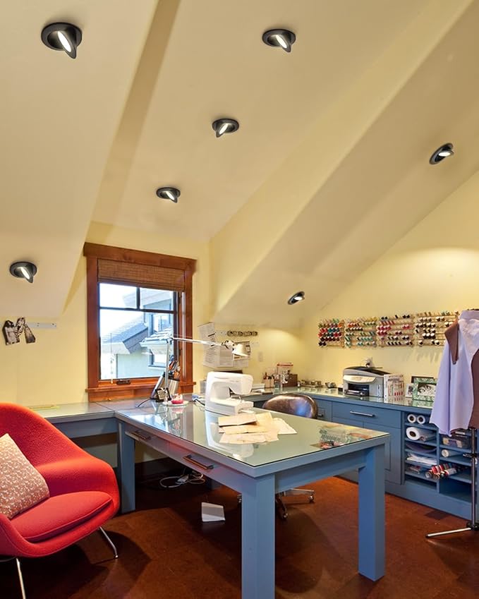 Adetu 4 inch 5CCT Gimbal Black Led Recessed Lights, 360°+90° Adjustable Directional Recessed Lighting, 2700K/3000K/3500K/4000K/5000K Dimmable Retrofit Eyeball Can Lights with Jbox, ETL(Black, 6 Pack)