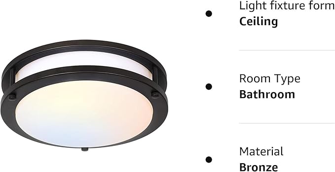 13 inch Flush Mount LED Ceiling Light Fixture, 2700K/3000K/3500K/4000K/5000K Adjustable Ceiling Lights, Oil Rubbed Bronze Saturn Dimmable Lighting for Hallway Bathroom Kitchen or Stairwell, ETL Listed