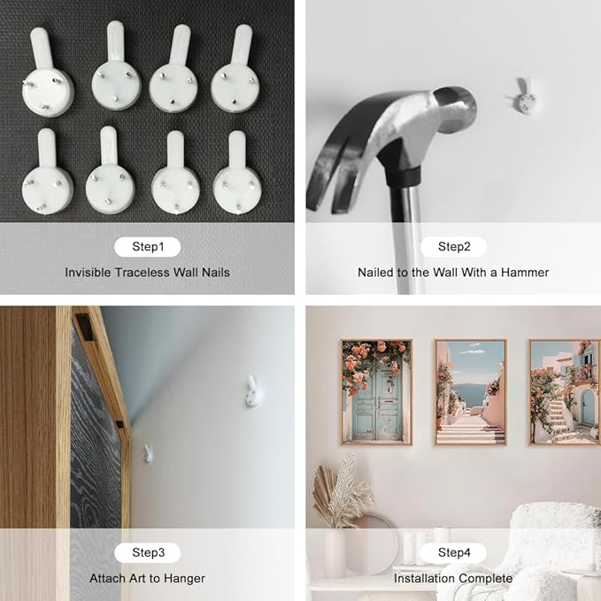 KAIRNE Italy Coast Cityscape Framed Canvas Wall Art Set, Neutral Italian Countryside Wall Decor, Aegean Santorini Landscape Wall Painting, Florida Beach Art Prints for Living Room, Bedroom 16"x24"x3