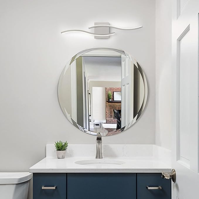 Modern Bathroom Light Fixtures, 23.6inch Dimmable Brushed Nickel Bathroom Vanity Lights Over Mirror, 15W Aluminum Wall Sconce Lighting Fixtures for Living Room 6000K White Light