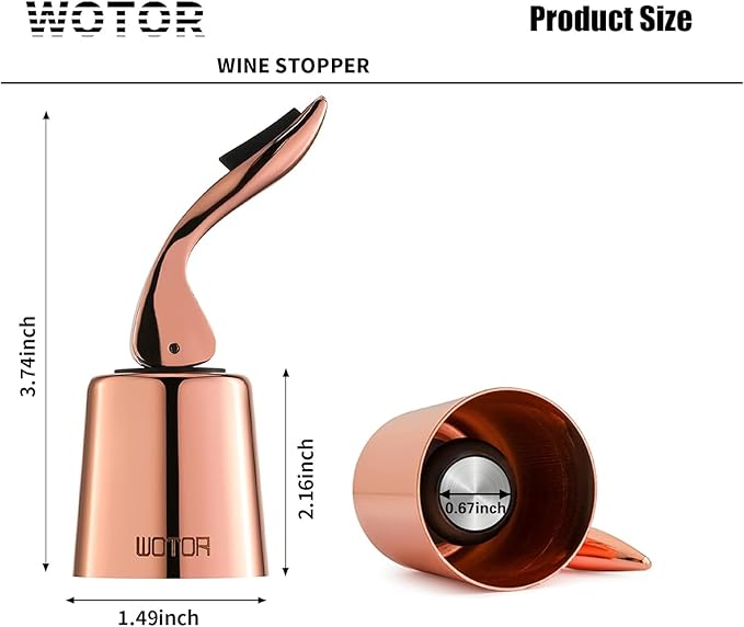 Stainless Steel Wine Bottle Stoppers with Silicone - Reusable Wine Saver and Decorative Bottle Sealer, Leakproof, Keep Fresh, Rosegold, 2 Pack