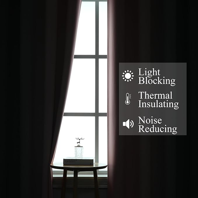 Pink and Grey Blackout Curtains 54 inches Long,Ombre Full Room Darkening Window Curtains for Living Room,Grommet Thermal Insulated Drapes,Light Blocking Curtains for Girls Bedroom,52x54 Inch, 2 Panels