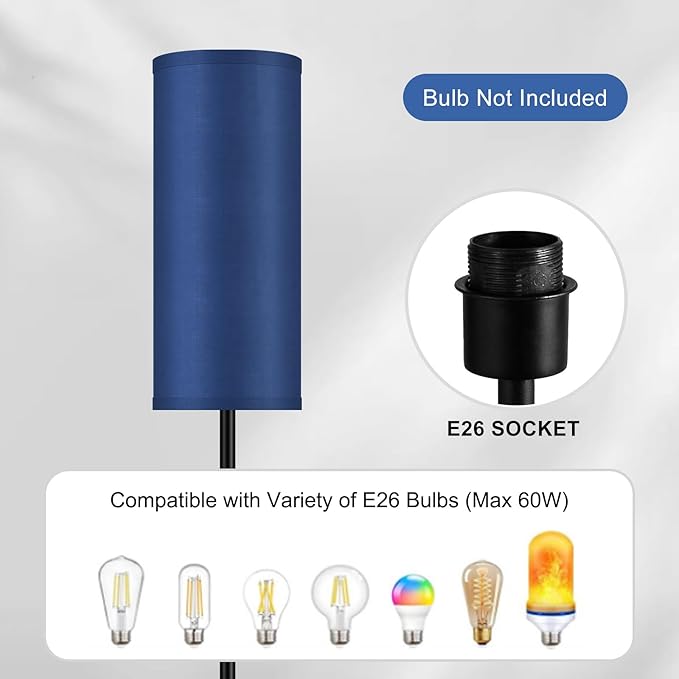 BoostArea Floor Lamps for Living Room, Modern Blue Floor Lamp, LED Corner Floor Lamp with Linen LampShade, Standing Lamp for Bedroom/Office/Study Room/Farmhouse(Bulb Not Included)