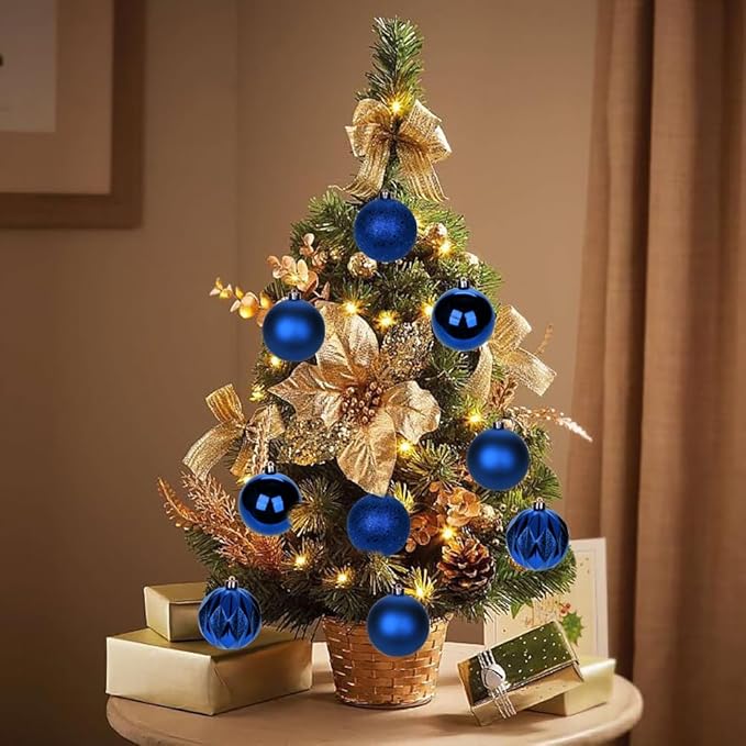 12PCS 3.15" Christmas Ball Ornaments Shatterproof Navy Blue Christmas Tree Decorations Xmas Tree Balls Halloween Ornaments Décor