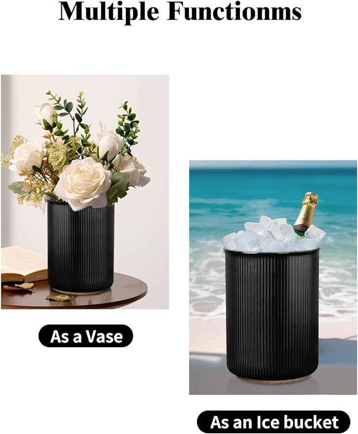 LoeJan Utensil Holder, Extra Large Utensil Crock, Stable Ceramic Utensil Organizer, Cooking Tool Organizer Set for Kitchen Counter Farmhouse Decor (F-6.7" Black)