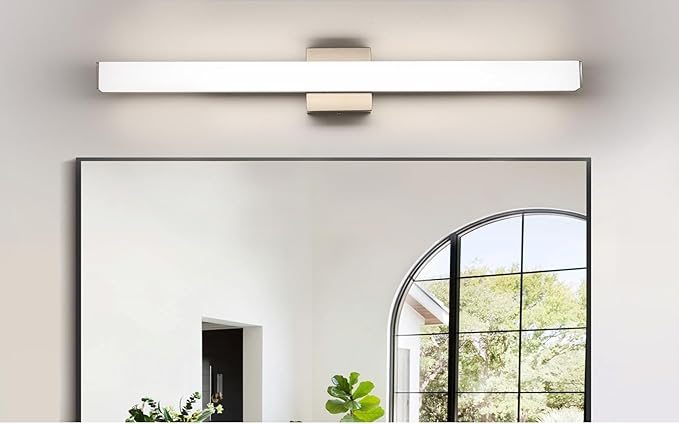 Bathroom Vanity Light Brushed Nickel Square LED 31.5 inch 24W 4000K Natural White Light Wall Bar Lighting Fixtures Over Mirror (Dimmable)