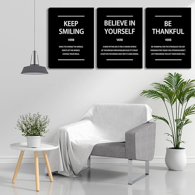 Modern Motivational Affirmation Wall Art Inspirational Encourage Canvas Poster Prints Office Wall Decor Art Prints Pictures Painting Framed Ready to Hang for Living Room Bedroom (36" Wx16 H)