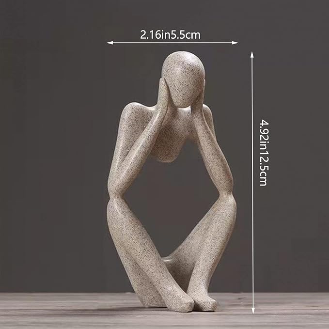 Thinker Statues and Sculptures, Sandstone Resin Thinker Statue Ornaments, Abstract Style Sculptures, Housewarming Gifts, Housewarming Decorations, Living Room Dining Desk Decorations(Middle, Small)
