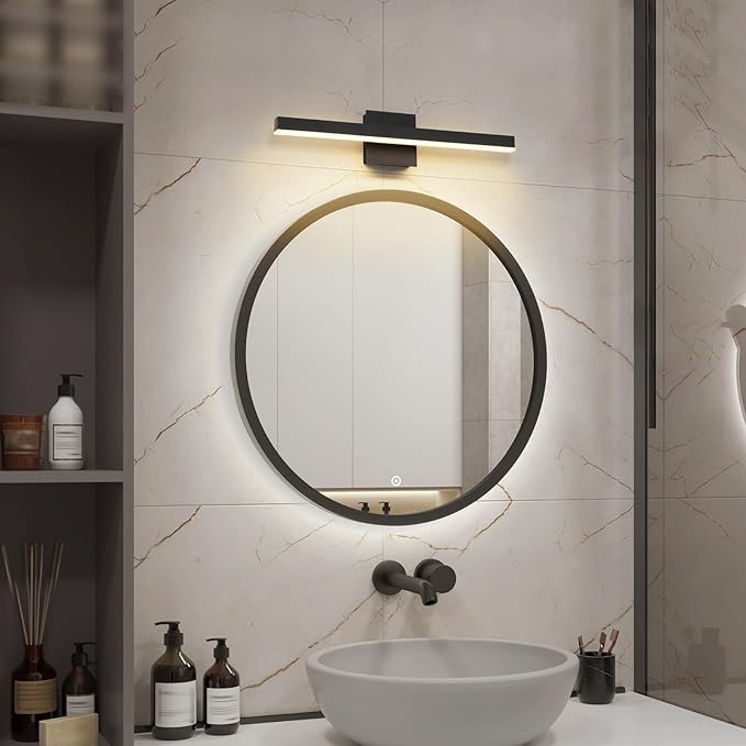 Joossnwell Vanity Light for Bathroom Lighting Fixtures Over Mirror 23.62 Inch Dimmable 5CCT Modern Vanity Lights Black Bathroom Light Bar Bath Wall Sconce ETL Certificated