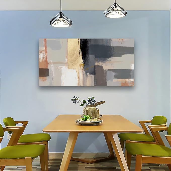 Abstract Canvas Wall Art for Living room Office Bedroom Golden Grey Wall Art Print Oil Paintings Modern Black White Marble Pictures Wall Decor Cool Artwork Waterproof Ready to Hang - 20in * 40inch