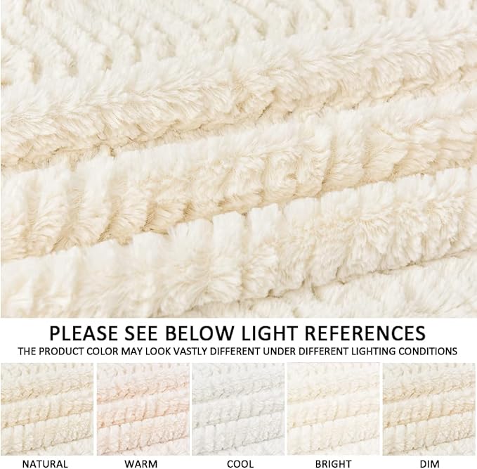 YUSOKI Luxury Faux Fur Blanket for Queen Size Bed 2 Layers,7.3lb,All Ages,Home Decoration Without Pillows (Ivory,90" x 90")