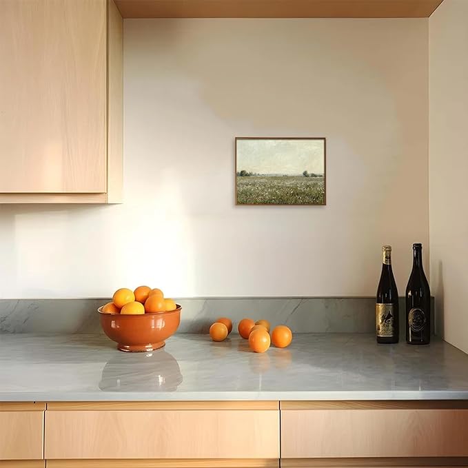 uniro Vintage Landscape Wall Art Prints, Bedroom Living Room Wall Painting Canvas Prints Soft Green Landscape Oil Painting, Rustic Spring Wall Decor, Vintage Art Pictures for Bathroom Office Gallery Farmhouse Wall Decor( 8" x 10"-UNFRAMED)