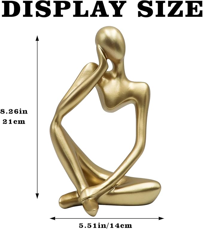 Thinker Statues and Sculptures, Resin Thinker Statue Ornaments, Abstract Style Sculptures, Housewarming Gifts, Housewarming Decorations, Living Room Dining Desk Decorations(Gold Right, Large)