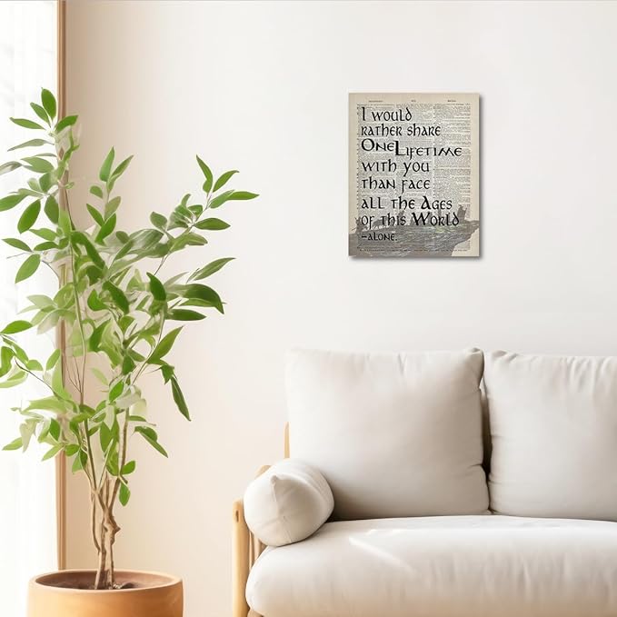 LOTR Merch: I Would Rather Share One Lifetime - Arwen, Framed Lord of the Rings Poster - Canvas Wall Art Decor, 10x12 inch