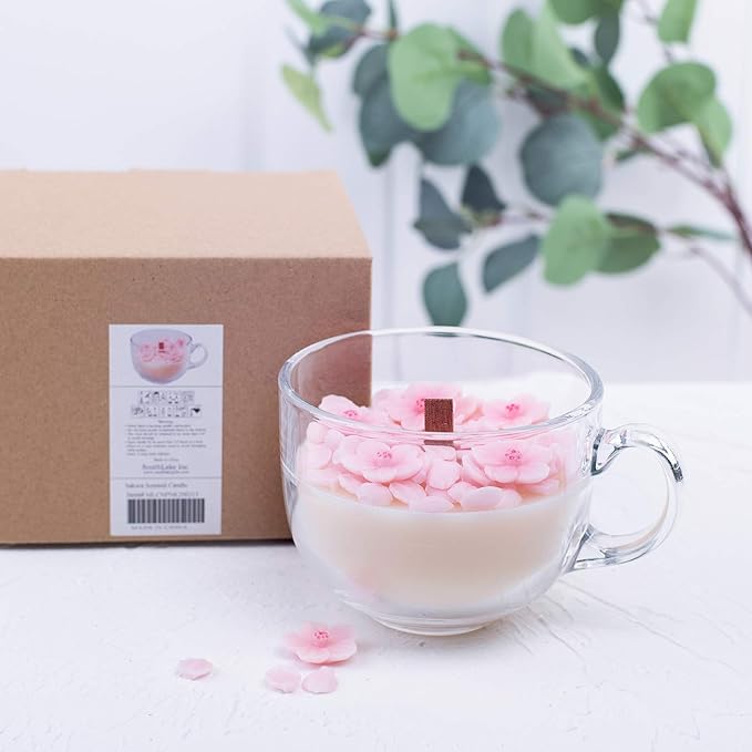 Romantic Sakura Cup Scented Soy Candle for Birthday Gift Wedding Favor