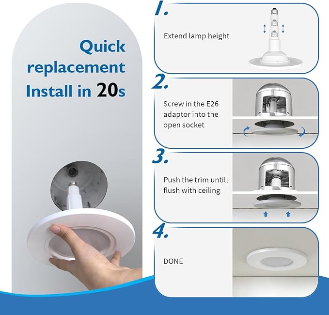 Jolux 12 Pack 5/6 Inch LED Can Lights Adjustable Recessed Retrofit Downlight,12W=60W,5000K Daylight, 800LM,Dimmable,ETL Damp Rated Replacement Recessed Lighting Install,Flat Trim, E26 Base.