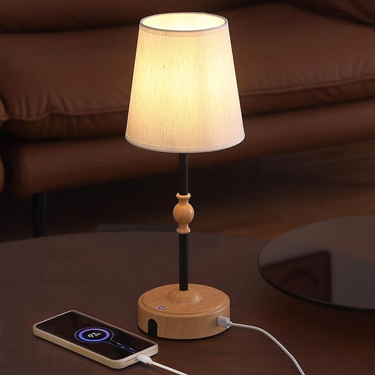 Cordless Rechargeable Table Lamp with Dimmer,Portables Battery Operated Table Lamp,Touch Dimmable Desk Lamp with USB Port,Bedside Night Lamp for Patio Camping Restaurant Home