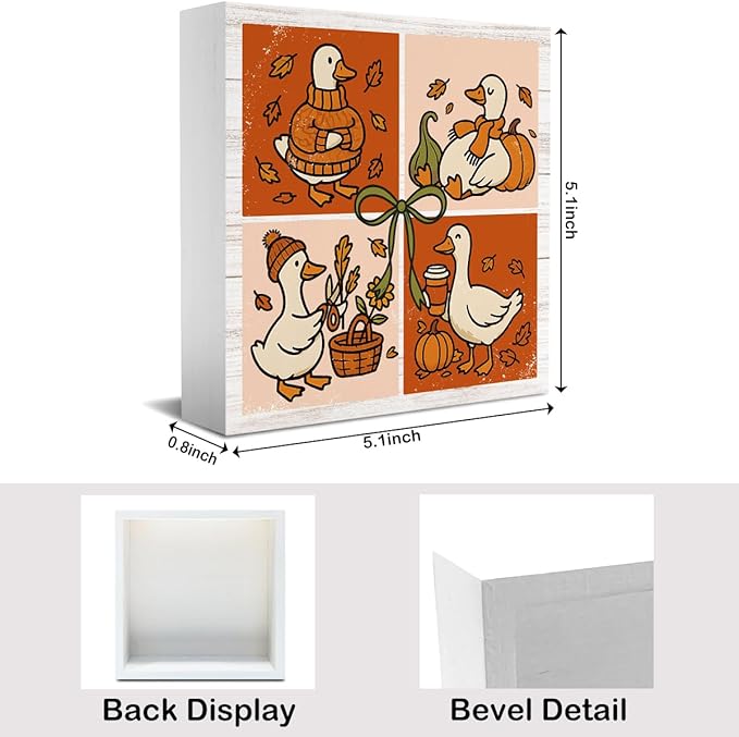 Funny Silly Goose Fall Decor for Home Office, Farmhouse Fall Decorations, Autumn Thanksgiving Decorations for Table Gifts for Goose Animals Lovers 5 x 5 inches (Tub 1712)