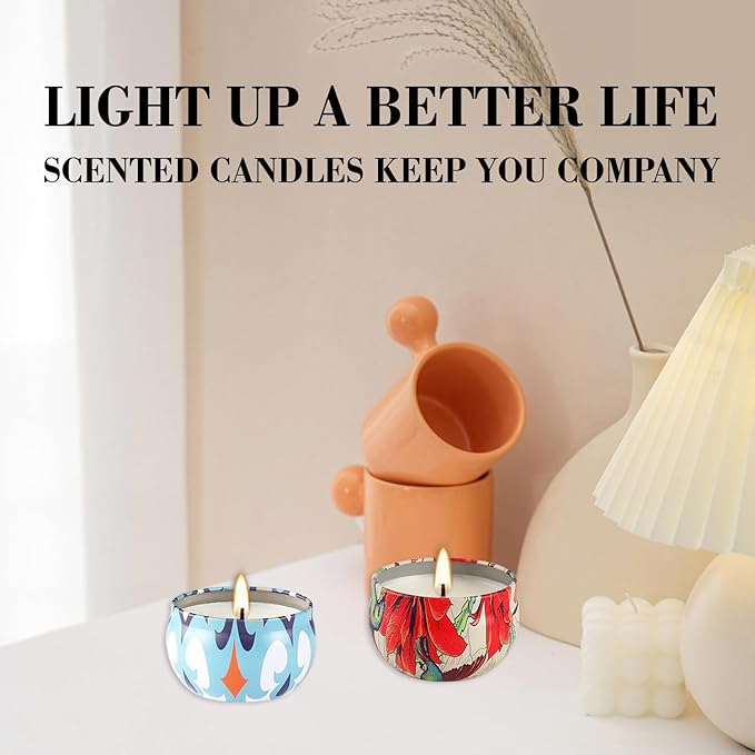 2 Pack Round Jar Scented Candles - Lavender and Jasmine Scents for Home Scented Candles, Eliminate Odors, Relieve Stress, Long Burning Soy Wax Women's Gift Set.