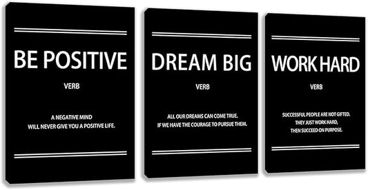 Motivational Wall Decor Paintings Inspirational Office Wall Decor Posters Prints 3 Pieces Bedroom Decor Living Room Office Canvas Picture Wall Painting Home Decoration Framed Artwork (36''W x 16''H)