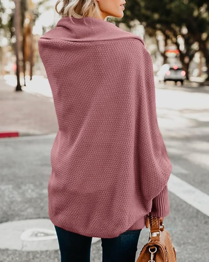 Imily Bela Women's Kimono Batwing Cable Knitted Slouchy Oversized Wrap Cardigan Sweater