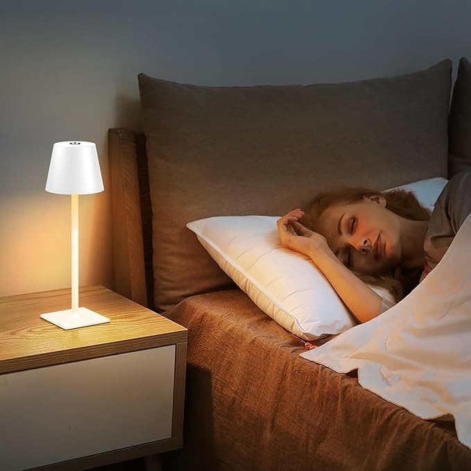 Cordless Table Lamp Rechargeable Lamps: 6000mAh Battery Operated Table Lamp Outdoor Waterproof, Touch Control, Portable Wireless Desk Lamp for Dinner/Bedroom/Restaurant ๏ผWhite2 Pack