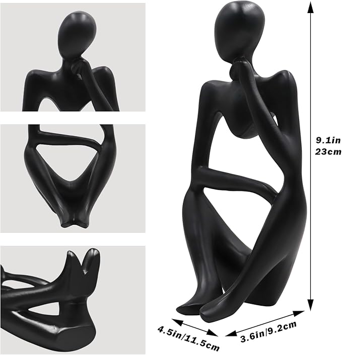 Thinker Statues and Sculptures, Resin Black Thinker Statue Ornaments, Abstract Style Sculptures, Housewarming Gifts, Housewarming Decorations, Living Room Dining Desk Decorations