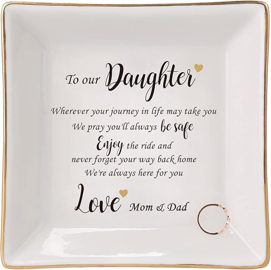 HOME SMILE Ceramic Ring Dish Jewelry Tray for Mom Sister Friends