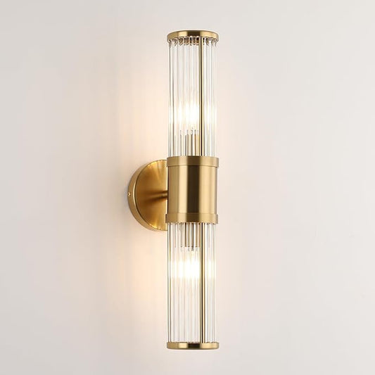 Glass Rods Wall Light Fixture Indoor Brass Bathroom Vanity Lights Beside Mirror Lighting Lamps Up and Down Wall Mounted Light E12 Socket