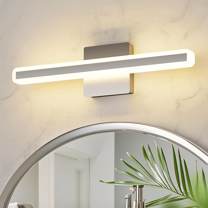 Modern Vanity Light 15.7 inch 16W Dimmable 5CCT Led Bathroom Light Fixture Over Mirror, Brushed Nickel Vanity Light for Bathroom Mirror Cabinets-ETL Certificated