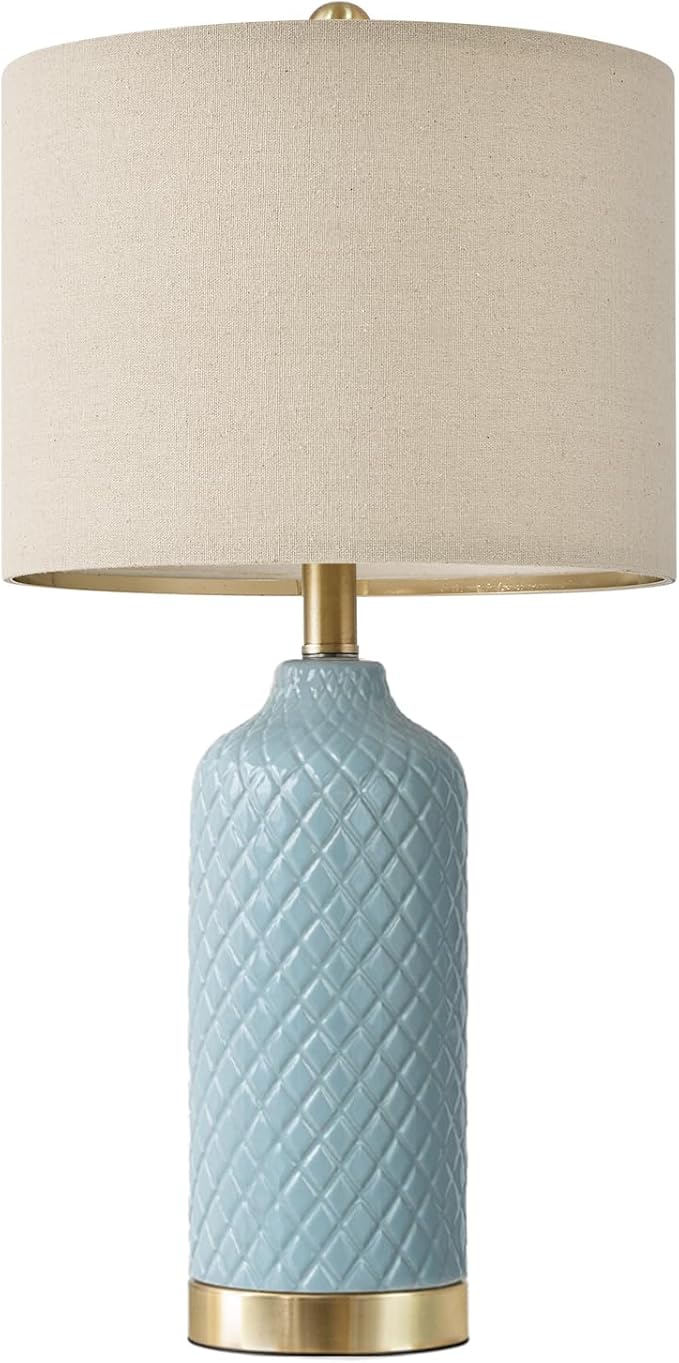24.25" Table Lamps Modern Ceramic Blue Lamps for Living Room Farmhouse Bedside Lamps Boho Lamps for Night Stands Costal Bedroom Lamps Side Table Lamps End Table Lamps