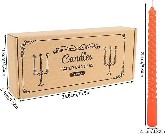 12-Pack 12-Color Spiral Taper Candles - 10 Inch Dripless & Long-Lasting Burn, Decorative Twisted Candles for Wedding, Birthday, Christmas, Home Decor, Party Supplies (Premium Wax, Unscented)