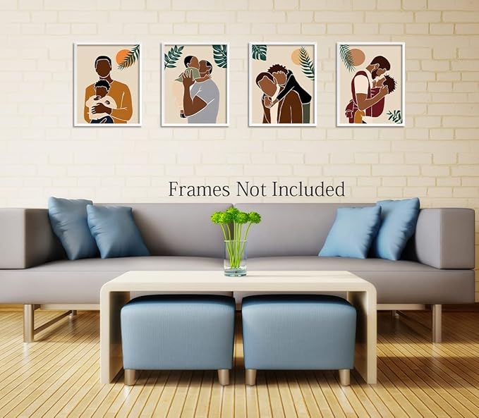 African American Wall Art Boho Black men Wall Decor Abstract Black man Art Pictures Canvas Prints Modern Minimalist Painting Poster,Abstract Boho Wall Art Prints Set of 4 suitability Fashion Bedroom
