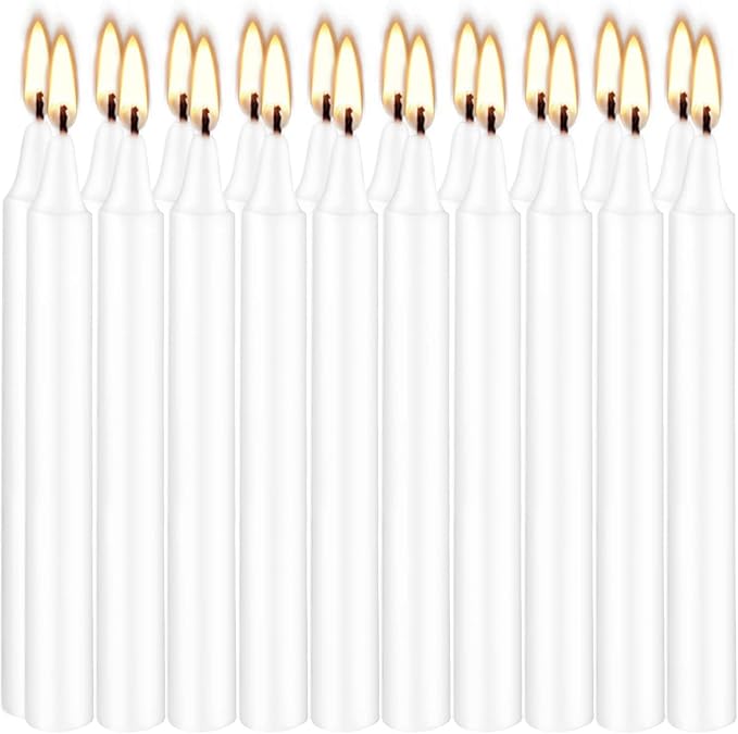 Set of 40 White Candles Mini Unscented Taper Candles for Christmas,Household, Wedding, Rituals, Prayer, Birthdays, Meditation, Altar,Party and Home Décor Candlesticks - 4 Inch Tall