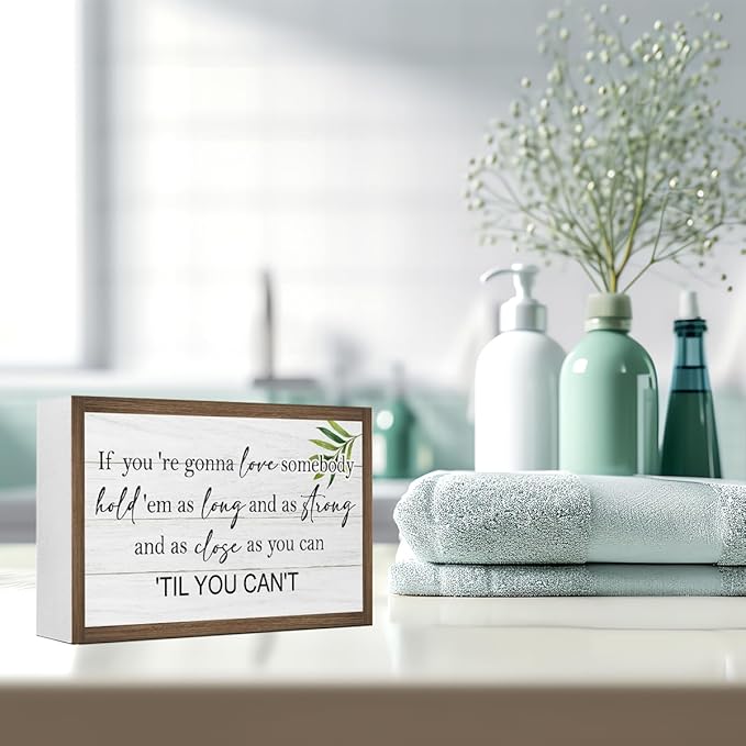 If You're Gonna Love Inspirational Wooden Box Sign Desk Decor,Motivational Wooden Block Plaque Sign for Home Office Farmhouse Living Room Shelf Table Wall Decor