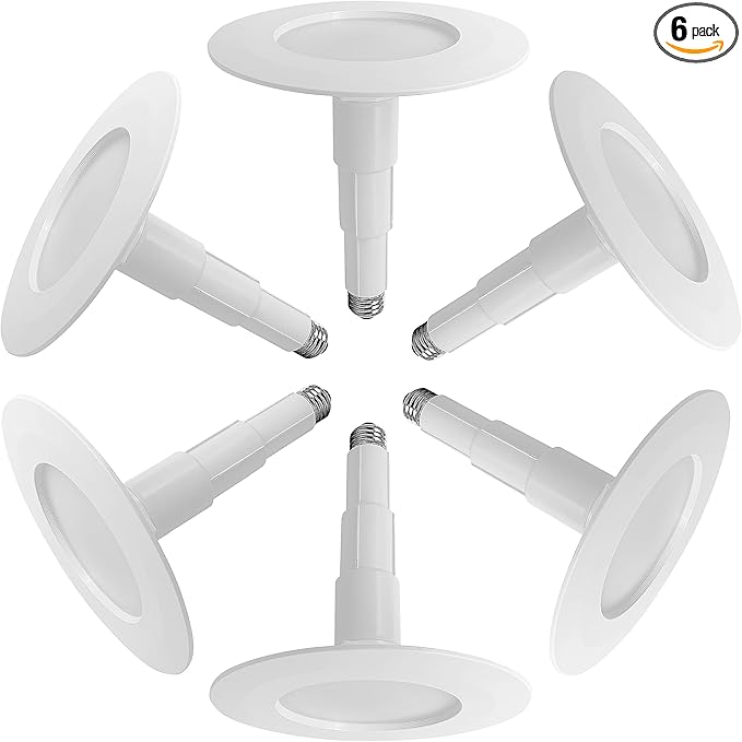 Jolux 6-Pack 5/6" LED Can Lights Retrofit Recessed Lighting,12W=60W,5000K Daylight,800 Lumens,Dimmable Can Lights,Damp Rated,Simple Installation Adjustable Retrofit Downlight,ETL,Bevel Trim