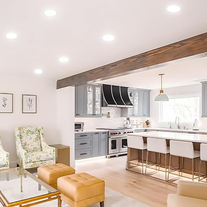 24 Pack 6 Inch Canless Recessed LED Ceiling Lights with Junction Box - 6000K Daylight , 1050LM High Brightness, 12W 110W Eqv, Ultra-Thin LED Recessed Lighting for Bedroom Kitchen Living Room Hallway