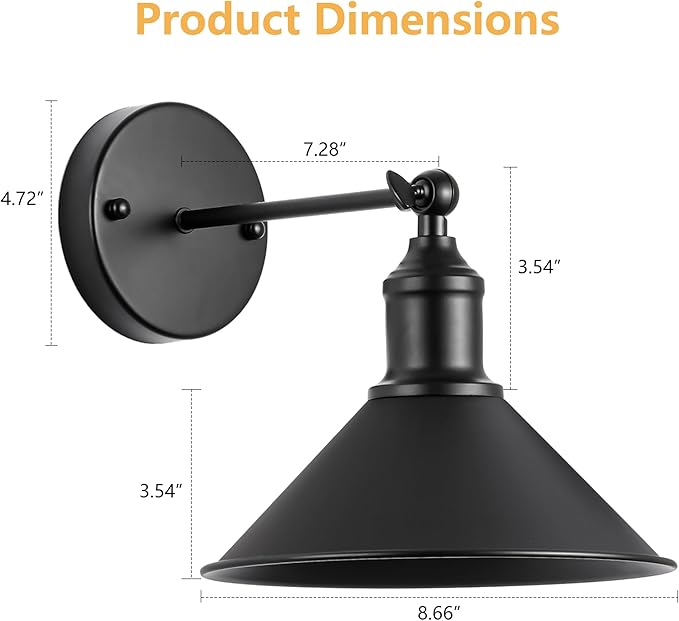 Vintage Black Wireless Battery Operated Wall Sconces, Cordless LED Wall Lights Set of 2 with Remote Control, for Bedroom, Farmhouse, Gallery - Easy Setup, Adjustable Brightness, Long-Lasting Battery